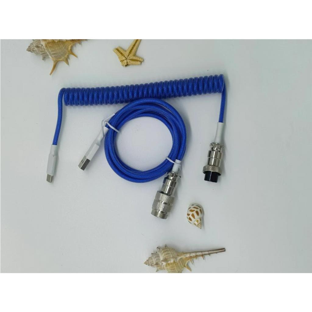 Dây cáp bàn phím cơ type C custom chất liệu dù siêu bền, dạng xoắn lò xo kết nối siêu nhanh Coiled Cables