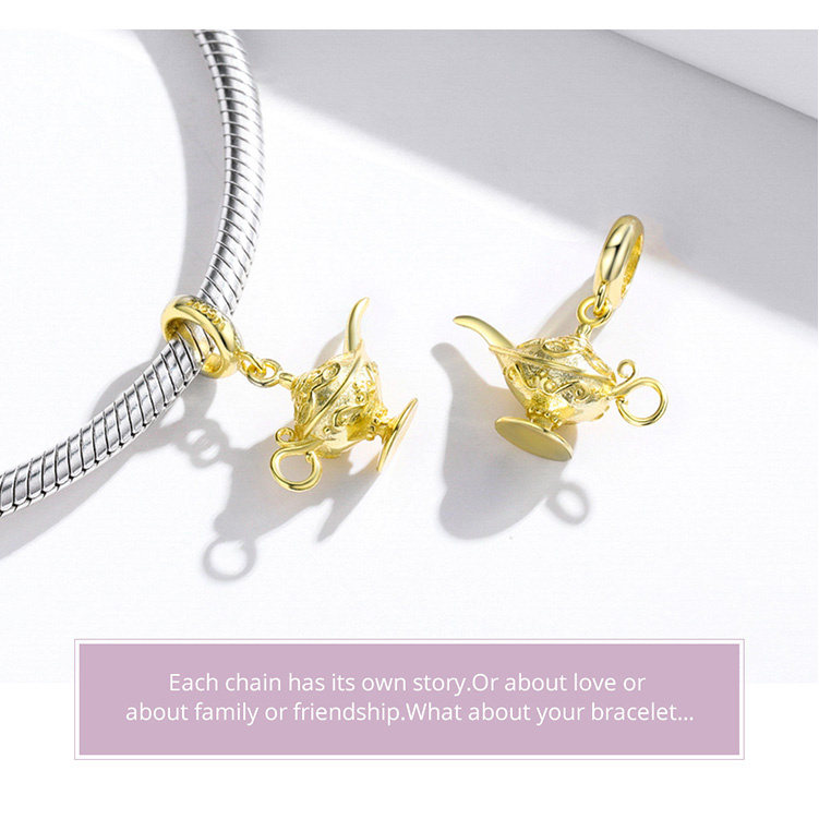 Phụ Kiện Charm Bamoer SCC1819 Bạc 925 Hình Đèn Thần Trang Trí Cho Trang Sức Thủ Công DIY