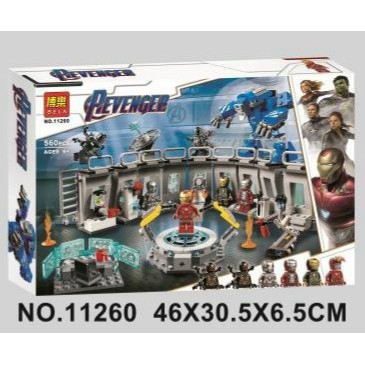 Lego xếp hình Marvel Avengers phòng chứa các bộ giáp của người Sắt Iron Man - BELA 11260(560PCS)