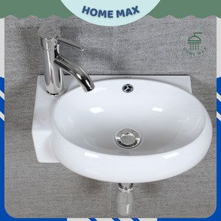 Chậu lavabo mini góc treo tường hàng chính hãng cao cấp bảo hành 10 năm men sứ bởi Home Max
