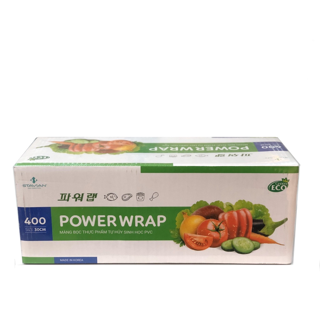 Màng Bọc Thực Phẩm Power Wrap PVC Tự Hủy Sinh Học 9 Mic x 300 mm x 250m