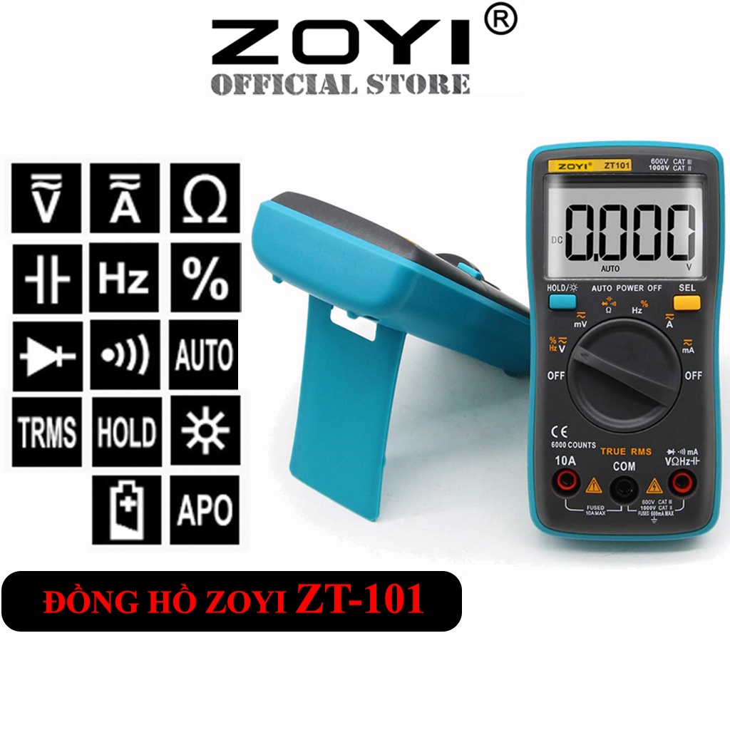 Đồng Hồ Đo Điện Vạn Năng Zoyi ZT-101 Đo Điện Đa Năng Hiển Thị Kỹ Thuật Số Hàng Chính Hãng - Bảo Hành 12 Tháng