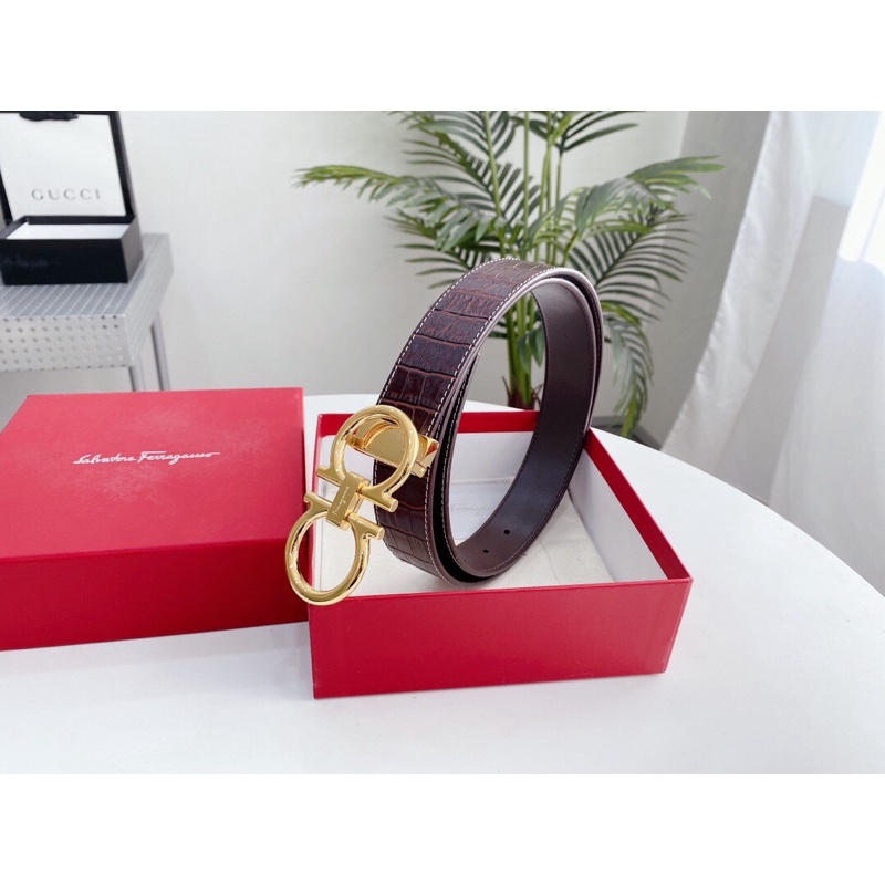 Thắt lưng da nam cao cấp mặt logo thương hiệu Salvatore Ferragamo da thật có 2 mẫu