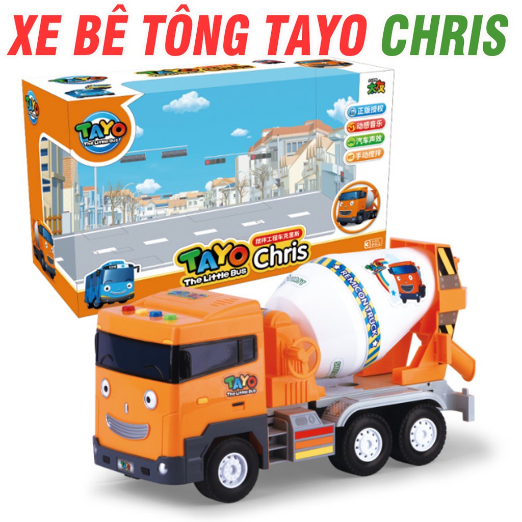 Xe bồn chở bê tông nhân vật Chris trong Tayo the little bus đồ chơi trẻ em bằng nhựa