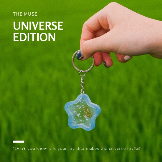 Móc khóa Resin THE MUSE Universe Edition ngân hà hình ngôi sao, mặt trăng