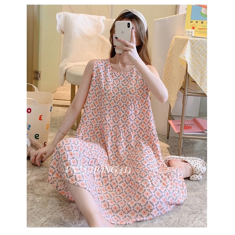 VÁY LANH SĂN Hàng Giao Luôn MẶC NHÀ ĐẦM MẶC NHÀ VN75 FREESIZE NGỰC DƯỚI 100