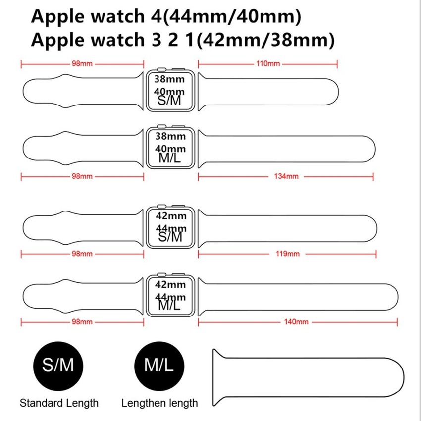 Dây Silicon Mềm Cho Đồng Hồ Apple Watch iWatch Series 6 SE 5 4 3 2 1 38mm 42mm 44mm 40mm