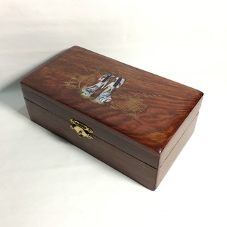 HỘP ĐỰNG TRANG SỨC GỖ GỤ KHẢM TRAI CÔ GÁI (LOẠI CÓ GƯƠNG) ẢNH THẬT