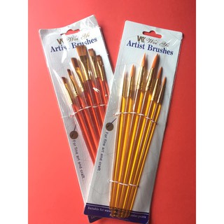 Bộ 6 cọ vẽ, bút lông cọ vẽ cán trong loại đẹp