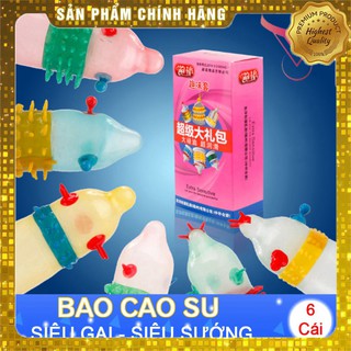 [SALE SHOCK] [CỰC HOT] Hộp 6 cái 6 kiểu Bao cao su EXTRA SENSITIVE Đôn Gân gai vòng bi lớn
