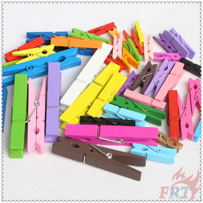 Set 5 kẹp gỗ nhiều màu ngẫu nhiên 25mm 30mm 35mm 45mm 72mm dùng kẹp ảnh trang trí thủ công