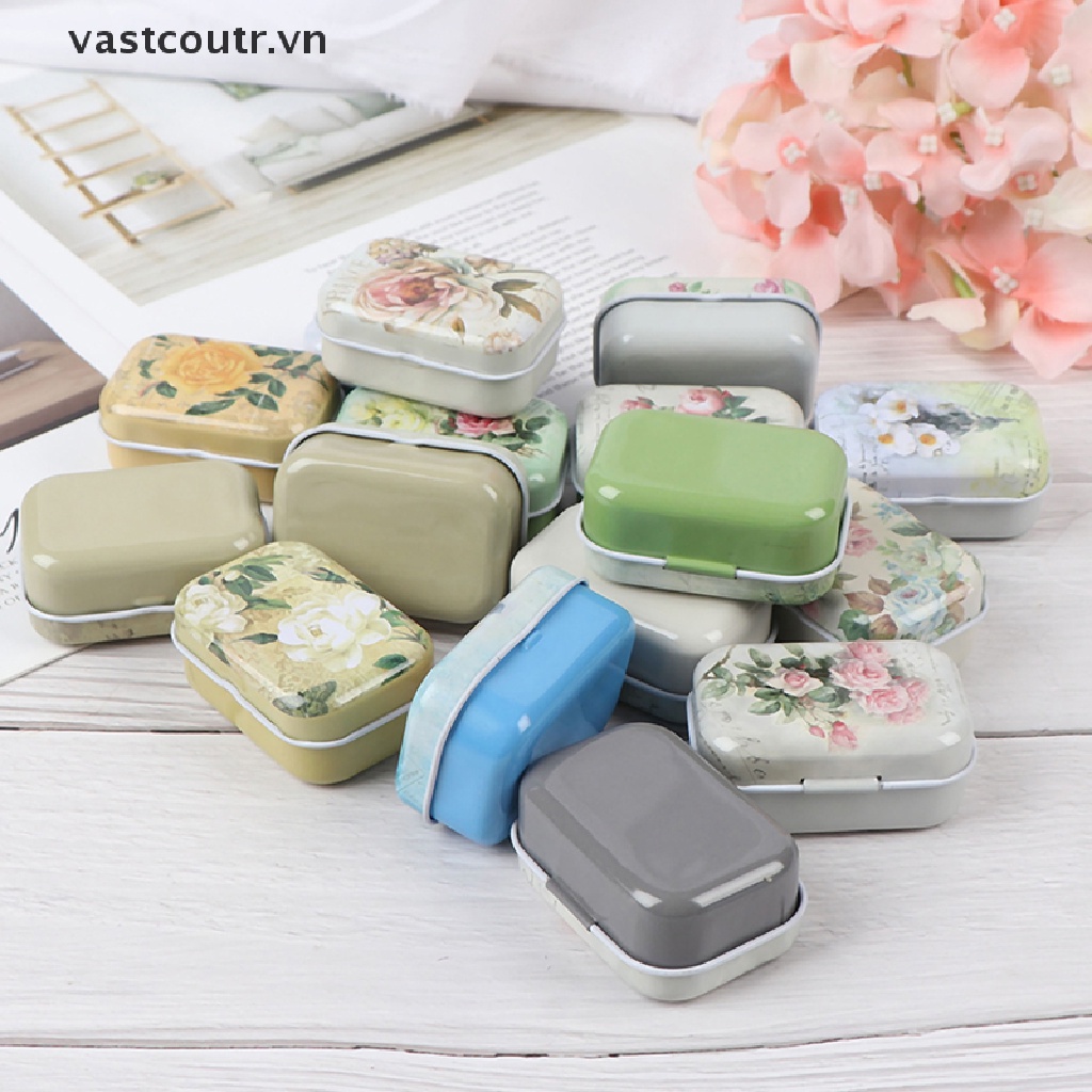 Hộp Thiếc Mini Hình Chữ Nhật Đựng Trang Sức / Đồng Xu / Hoa