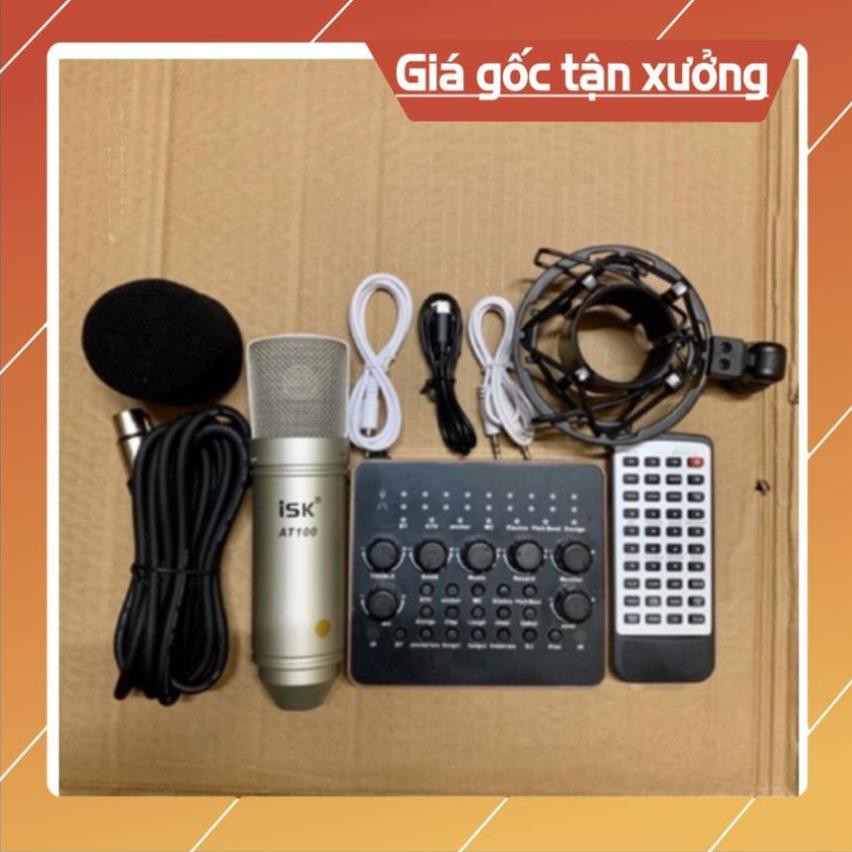 Combo Livestream Karaoke Mic Isk AT100 SOUND V10 Bluetooth đời mới giá rẻ
