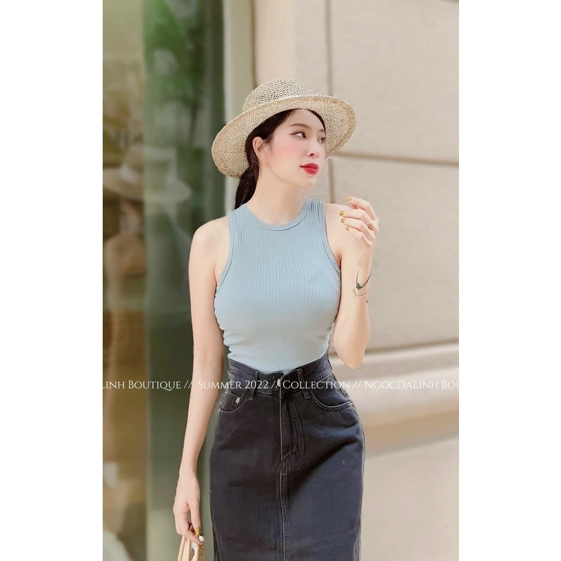 Áo thun ba lỗ nữ, thun gân dày dặn, co giãn, 3 lỗ ôm body