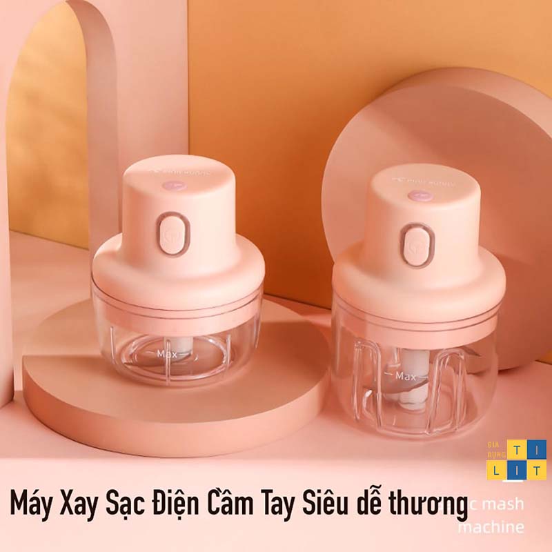 Máy Xay Mini Sạc Điện, Có Cổng Sạc Usb, Nhỏ Gọn Tiện Ích Dễ Sử Dụng, Xay Hành, Tỏi, Rau Củ (Máy Xay Sạc)