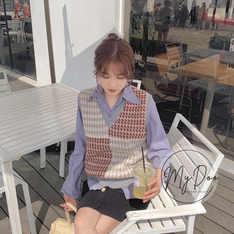Áo Gile Len Cổ V Chất Dày Dặn Nhiều Màu Vintage Phong Cách Hàn Quốc - GL02 | BigBuy360 - bigbuy360.vn