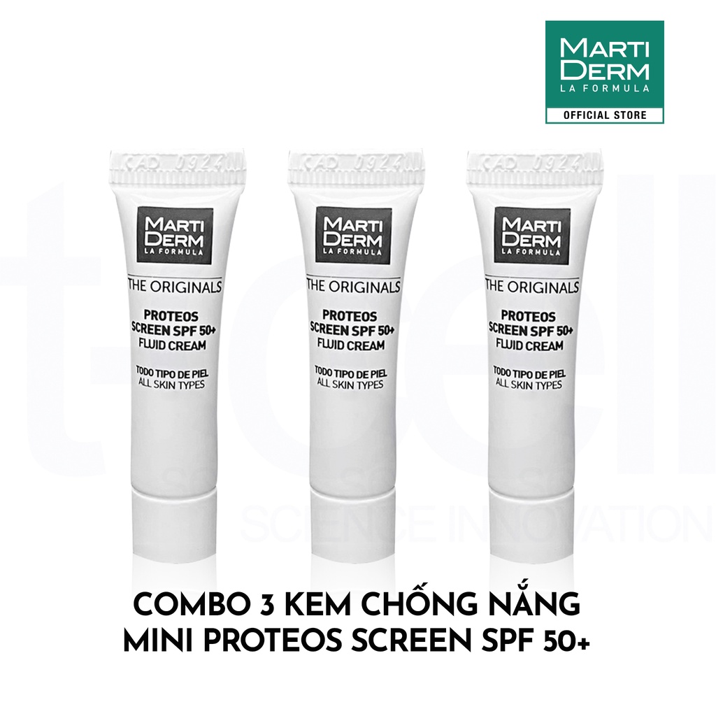 Combo 3 tuýp mini Kem Chống Nắng Phổ Rộng Martiderm The Originals Proteos Screen SPF50+ (3 tuýp x 2ml)