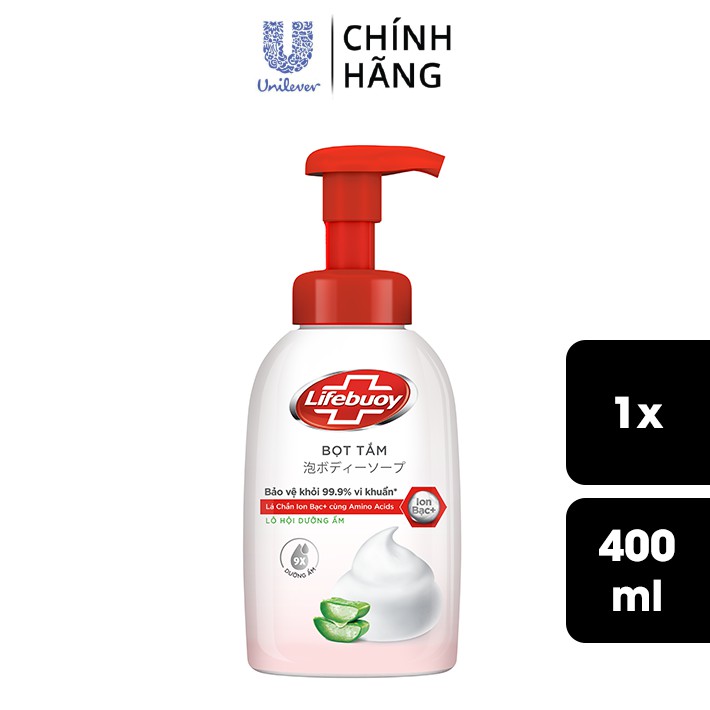 Bọt tắm dưỡng ẩm Lifebuoy hương Lô Hội 400ml