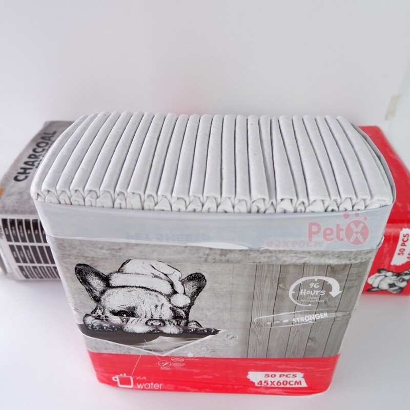 Bịch tấm lót vệ sinh Lót chuồng cho chó mèo thấm hút và khử mùi CHARCOAL 2 size (45x60cm-50 miếng và 33x45cm-100 miếng)