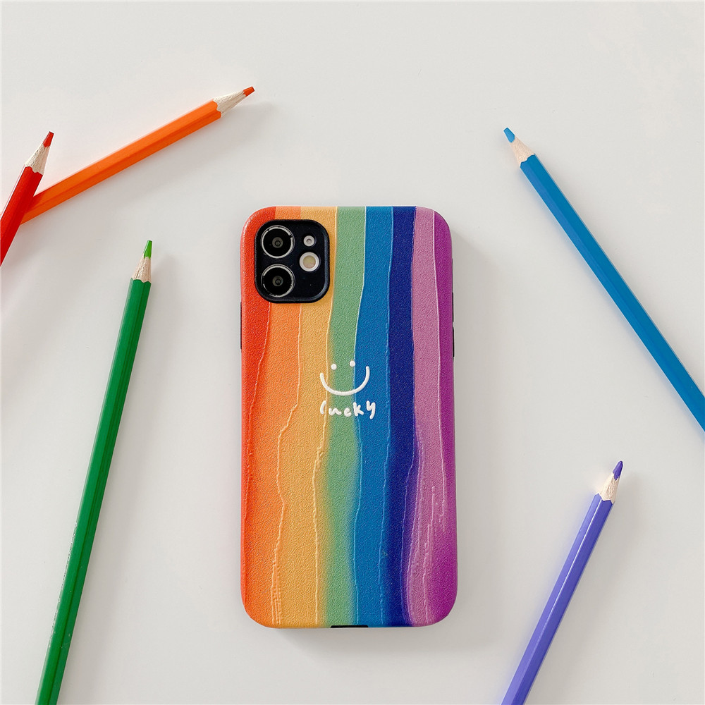 Ốp Lưng Họa Tiết Mặt Cười Cầu Vồng Thời Trang Cho Iphone 11 Pro Max X Xs Xr Xsmax Se 2020 7 8 Plus | BigBuy360 - bigbuy360.vn