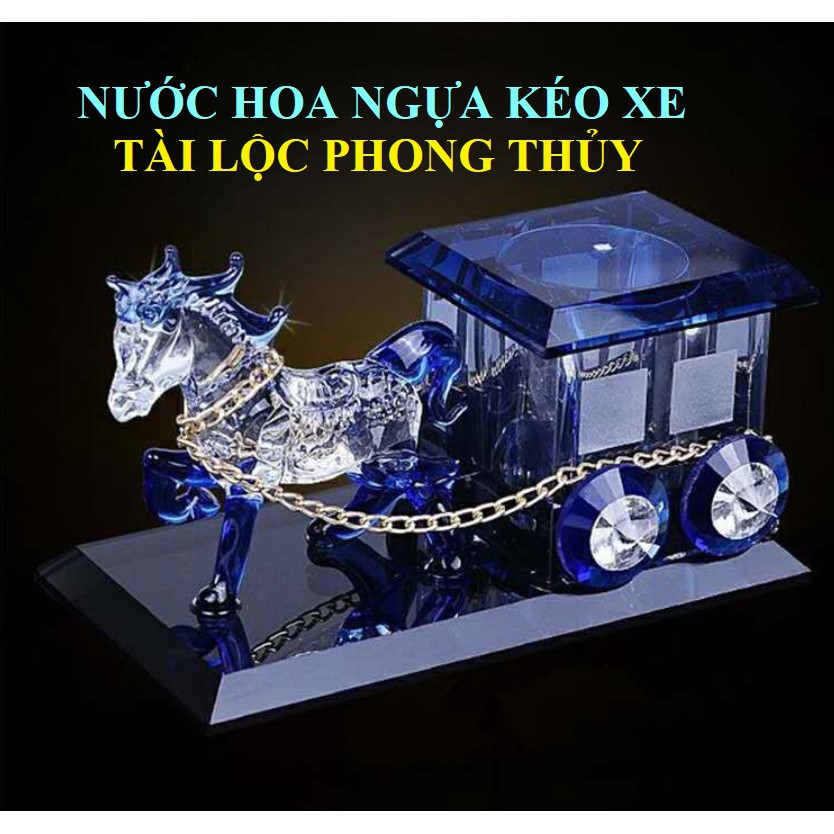 Nước hoa ngựa kéo xe phong thủy tài lộc, để xe ô tô, bàn làm việc sang trọng & tinh tế
