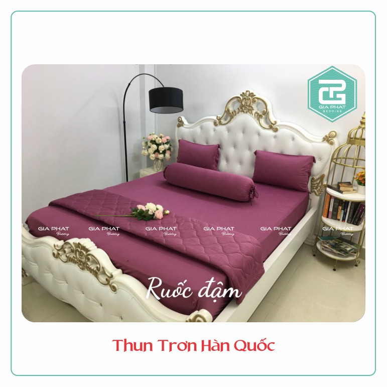 Link 2 - Bộ ga gối, Drap Thun Lạnh Hàn Quốc {4 món} họa tiết trơn 1 màu cao cấp