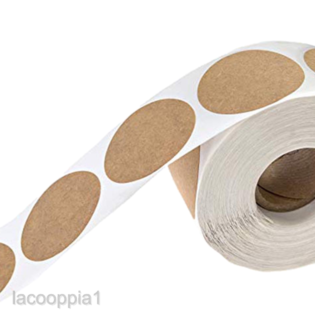 Cuộn 500 miếng dán giấy kraft hình tròn màu nâu 25mm