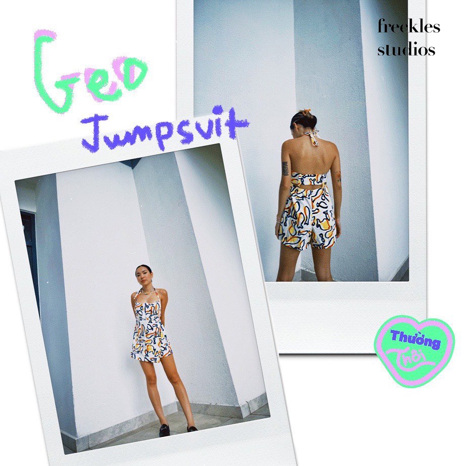 The Freckles Studios - Áo liền thân Geo Jumpsuit dây buộc choàng cổ