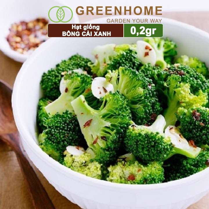 Hạt giống Súp lơ xanh Greenhome, gói 0,2gr, bông cải xanh, dinh dưỡng, dễ trồng T10