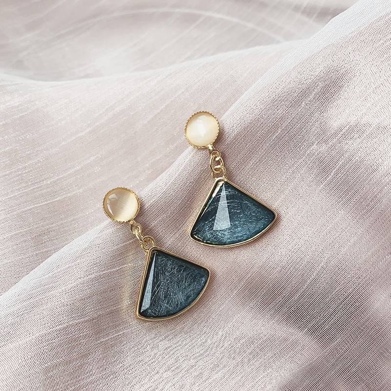 MOCHASHUVintage Xanh Dương Vỏ Sò Bông Tai Opal Cao Cấp Bông Tai Đinh 2023 Nữ Mới Phụ Kiện Thời Trang