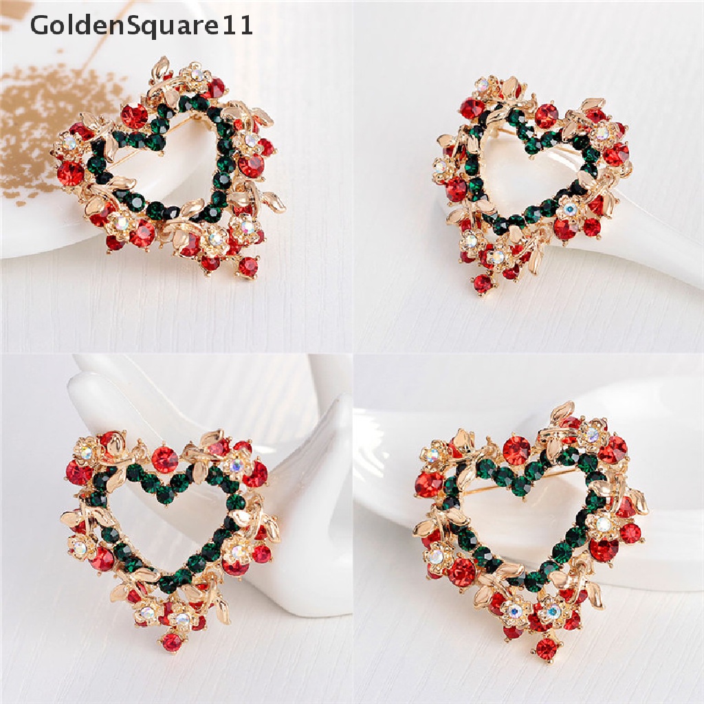 [GoldenSquare11] Fashion Unisex Heart  Garland Rhinestone Snowman Christmas Brooch Pin Xmas Gift [GoldenSquare11]