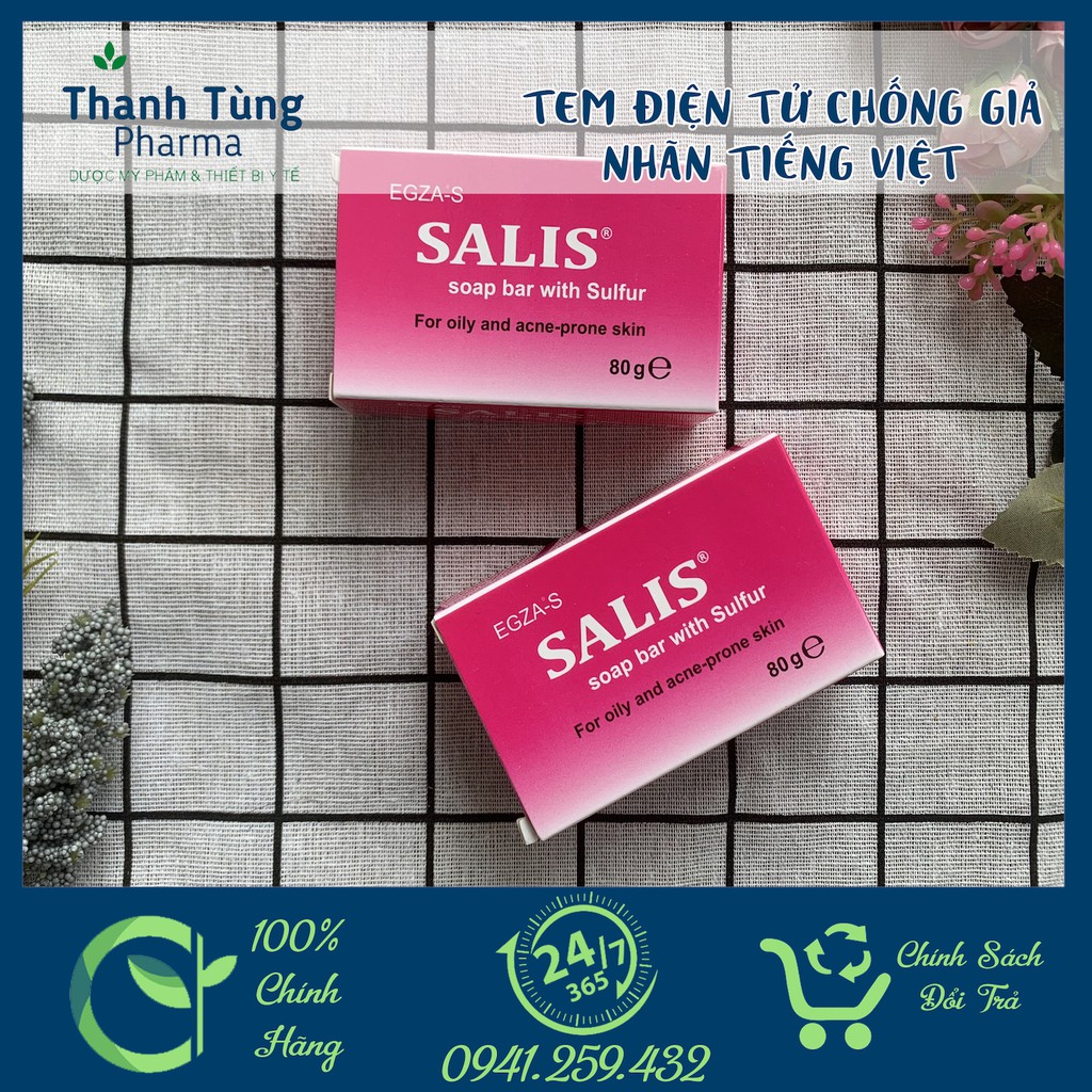 SALIS SOAP BAR ⚜️CHÍNH HÃNG⚜️ Xà Bông Tắm ngừa Mụn, Giảm Thâm, Tẩy da Chết, Làm sạch Giảm nhờn Bánh 80gr