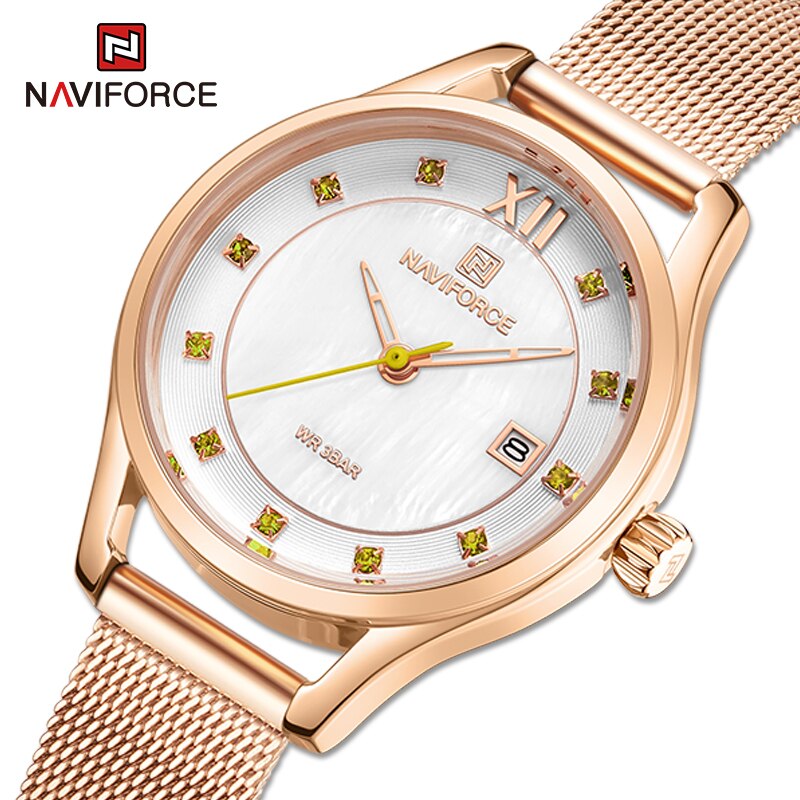 Đồng Hồ Thạch Anh NAVIFORCE NF5010 Thời Trang Lưới Đơn Giản Dành Cho Nữ