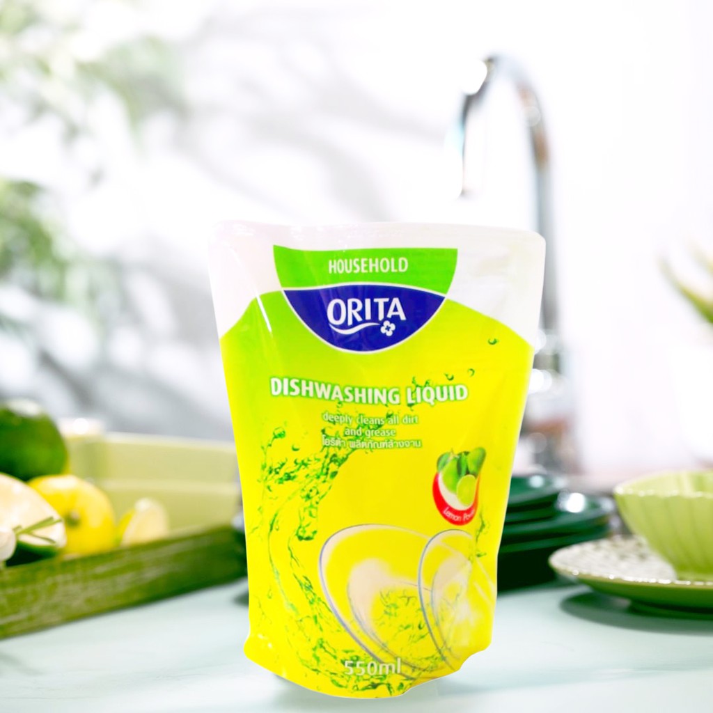 Nước Rửa Bát Orita Dish Washing Liquid Lemon Scented Hương Chanh 550ml