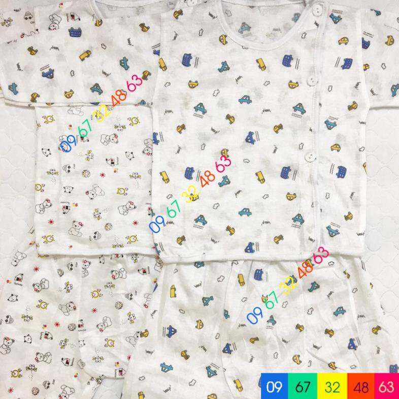 Bộ dài tay sơ sinh bình sữa khuy lệch quần bo đáp đũng MOLA