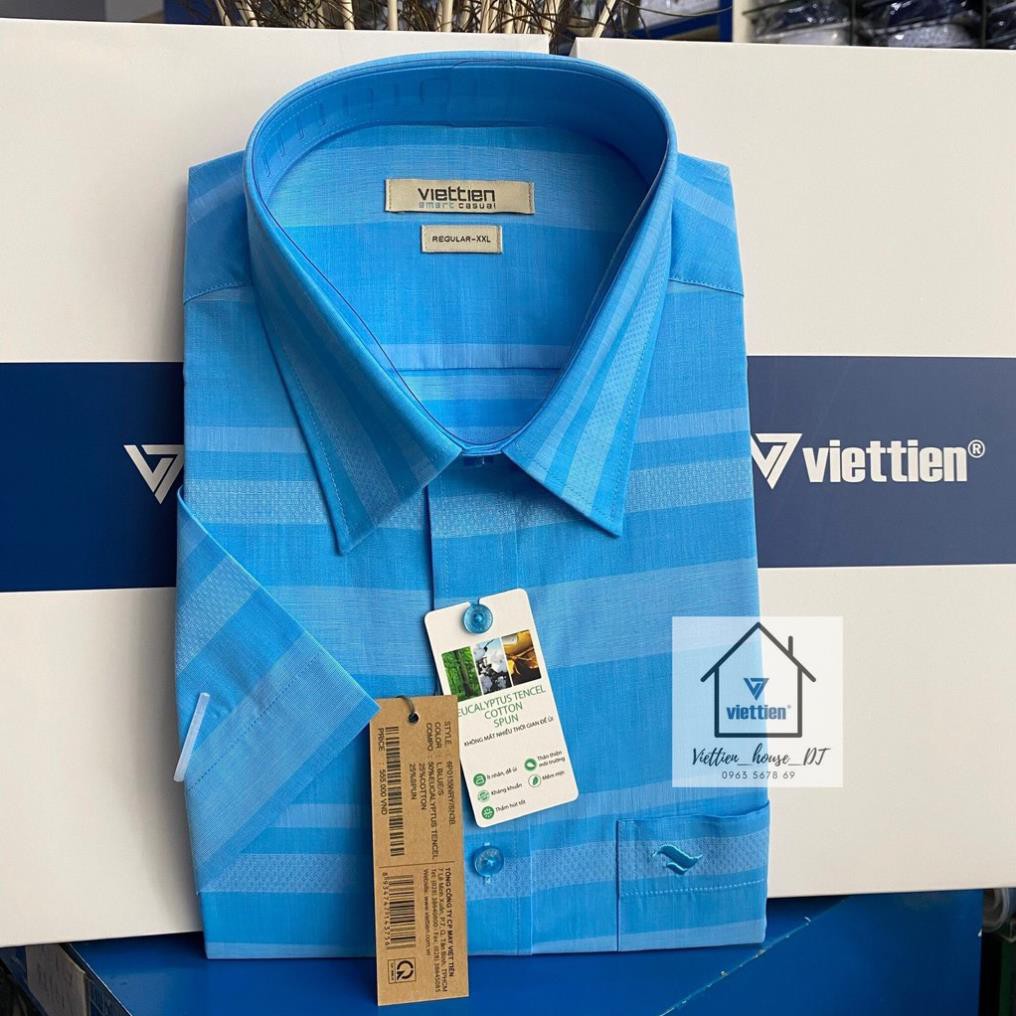 ÁO SƠ MI VIỆT TIẾN SMART CASUAL TAY NGẮN VẠT NGANG VẢI SỢI THIÊN NHIÊN 6P0155NRY/SN3B !