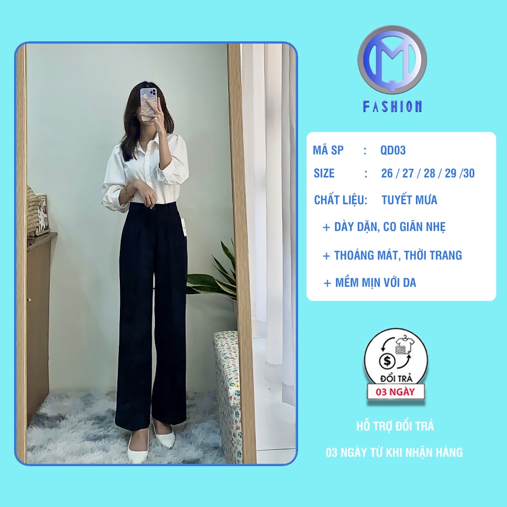 Quần tây nữ ống rộng lưng cao đi học công sở baggy đẹp cao cấp M Fashion QD03