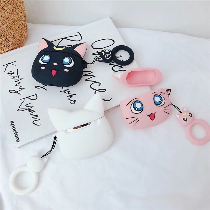 Apple AirPods 1/2/pro case Luna Cat Cartoon Cute Shockproof wireless bluetooth Earphone Protective Cover
