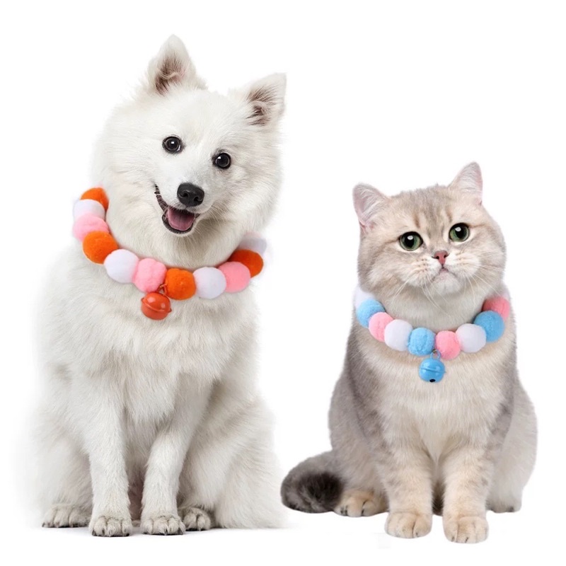 Vòng cổ bông hot trend tik tok co dãn cho chó mèo có chuông - 4pets official