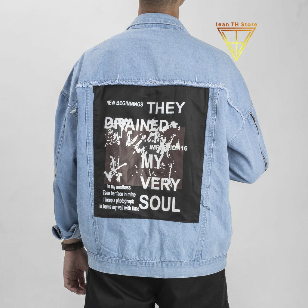 Áo khoác jean unisex nam nữ đắp mạc My Very Soul cá tính áo khoác bò ulzzang chống nắng