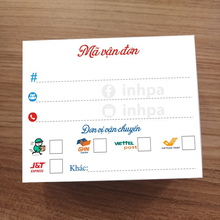 Phiếu ghi mã đơn vận chuyển giấy (100 tờ)