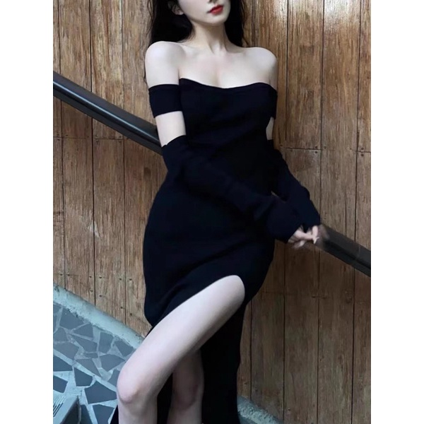 Đầm ôm body trễ vai Ulzzang