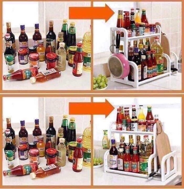Kệ gia vị kèm giá để thớt