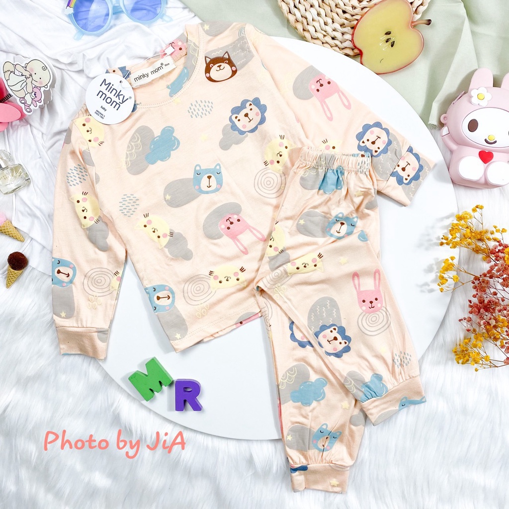 Bộ dài tay Thun lạnh Minkymom họa tiết đám mây cho bé trai bé gái - 1043