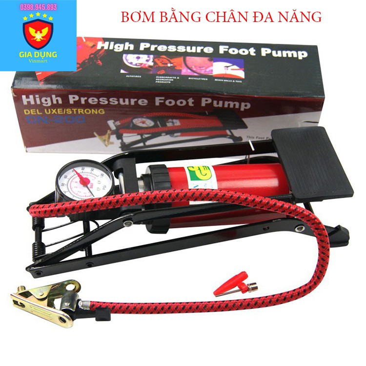 Bơm bằng chân mini - Bơm lốp ô tô, xe máy, xe đạp, phao, bóng, vô cùng tiện dụng