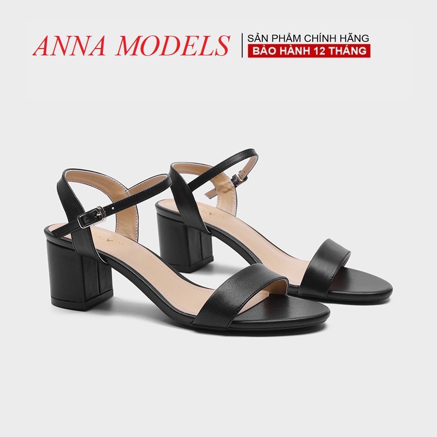 Giày sandal cao gót Annamodels Thời Trang Gót Vuông 5cm Màu Đen-A100 HÀNG BẢO HÀNH]