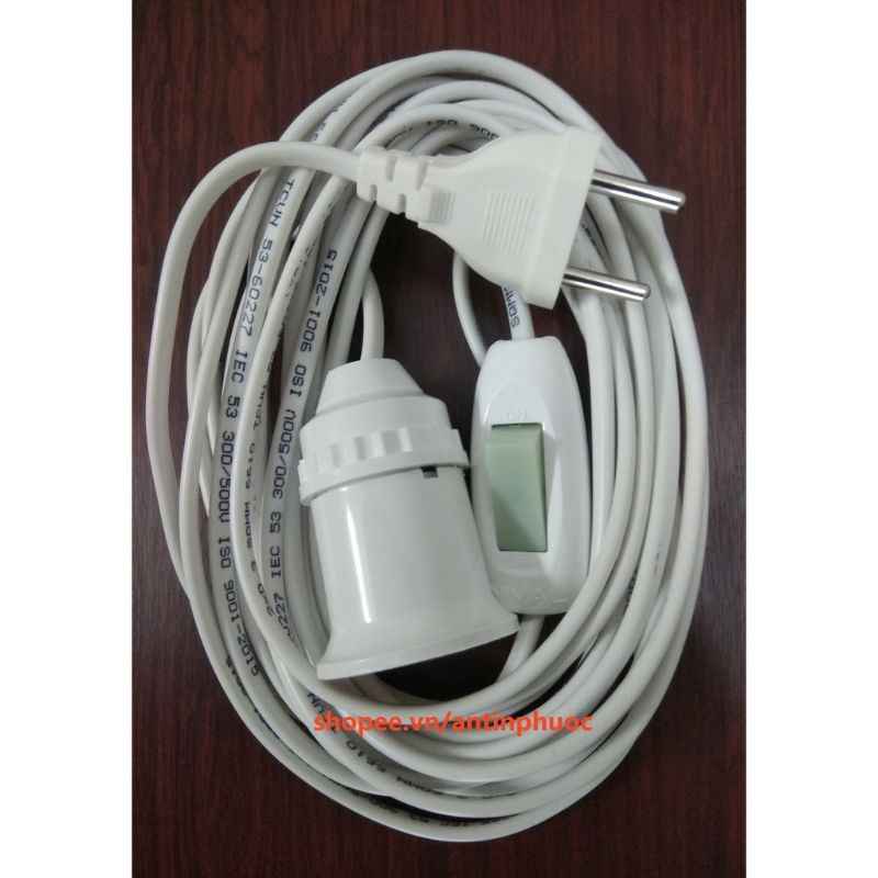 bộ dây điện kèm đuôi đèn E27 , pic cắm và công tắc