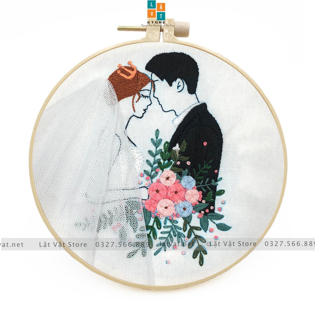 Bộ thêu chỉ thủ công Marry Me cho người mới bắt đầu - Tặng đám cưới, quà yêu nhau - Handmade Embroider