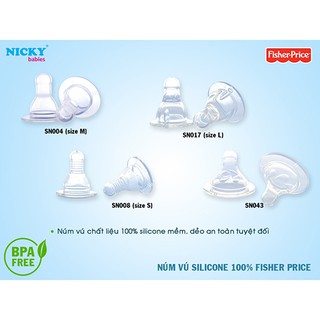 Núm ty thay thế silicon cổ hẹp Fisher price