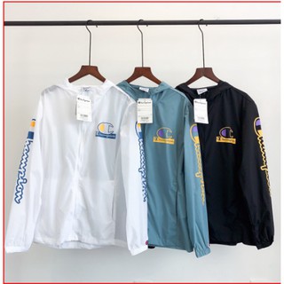 Áo Khoác Chống Nắng Nhẹ Có Mũ Trùm In Chữ Champion Cá Tính